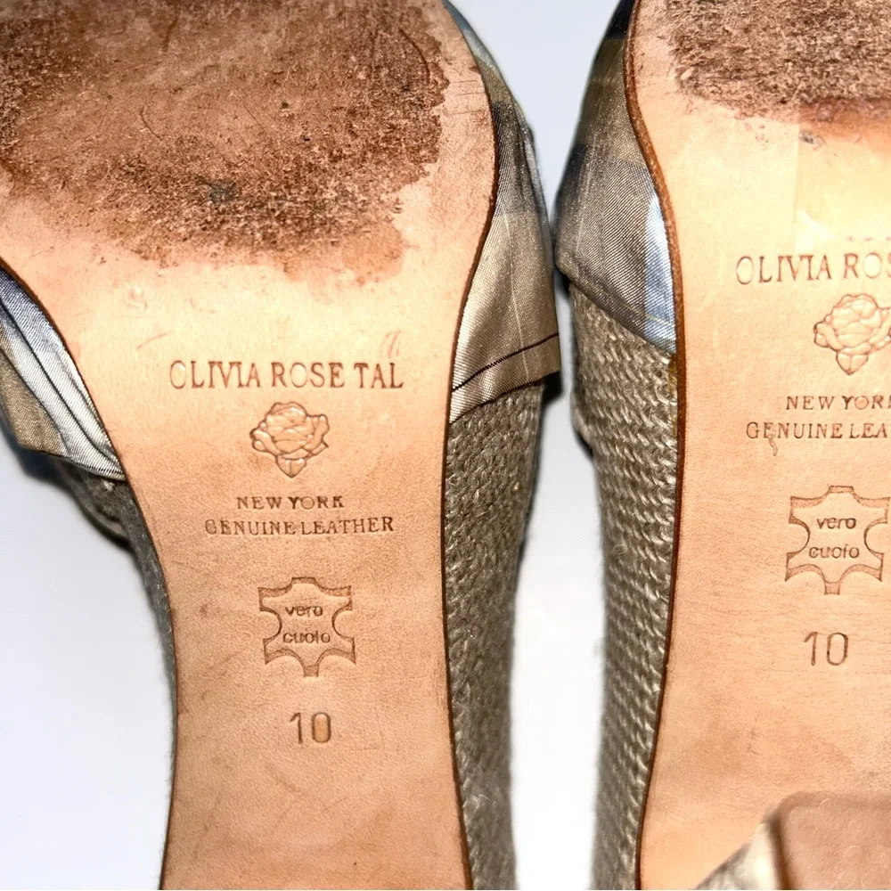 Olivia Rose Tal Peep‎ Toe Mule Pumps Block Heel Plaid Bow